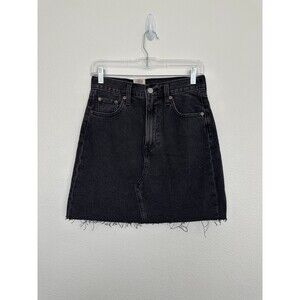 Levi's Women's High Rise Deconstructed Denim Mini Skirt Black Frayed Size 26 NEW